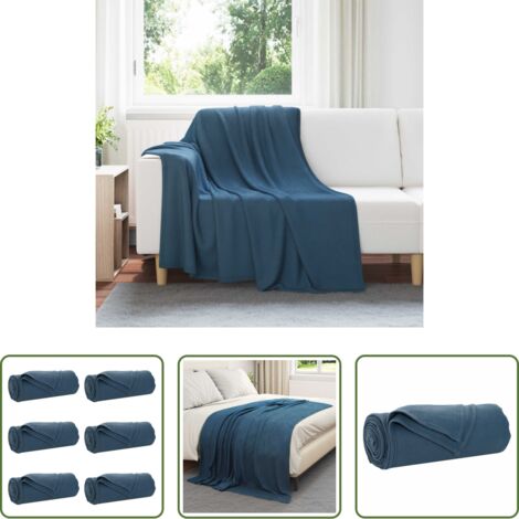 Coperte per casa -  Coperte da Pile 6 pcs Blu navy 200 x 150 cm Panno
