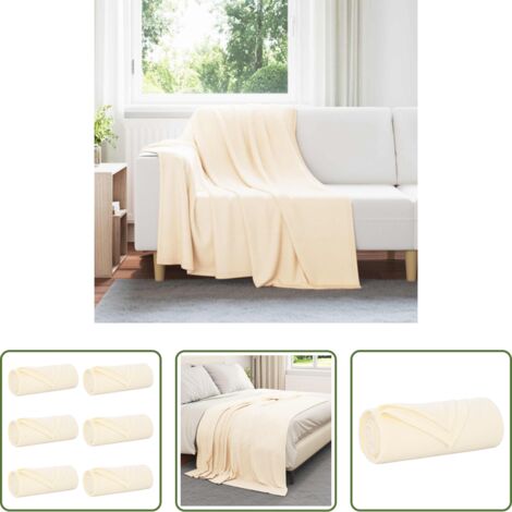 Coperte per casa -  Coperte da Pile 6 pcs Crema 200 x 150 cm Panno