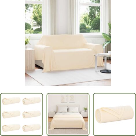 Coperte per casa -  Coperte da Pile 6 pcs Crema 280 x 210 cm Panno