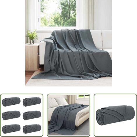 Coperte per casa -  Coperte da Pile 6 pcs Grigio scuro 240 x 220 cm Panno
