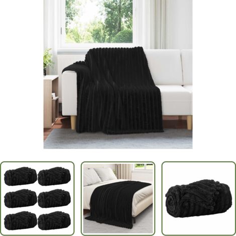 Coperte per casa - Coperte da Pile 6 pcs Nero 200 x 150 cm Panno