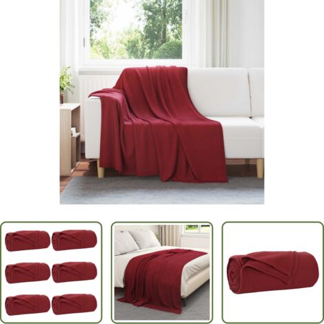 Coperte per casa -  Coperte da Pile 6 pcs Rosso Bordeaux 200 x 150 cm Panno