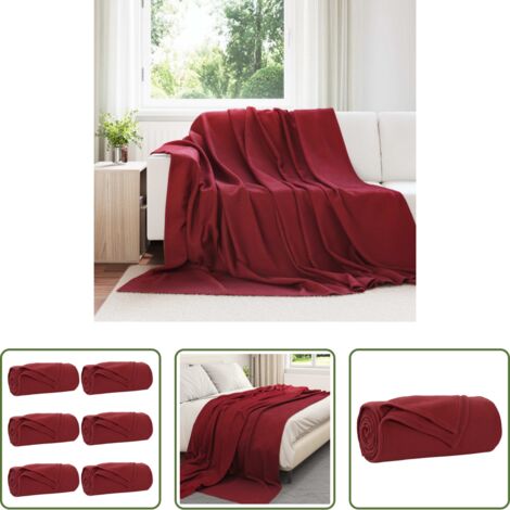 Coperte per casa -  Coperte da Pile 6 pcs Rosso Bordeaux 270 x 240 cm Panno