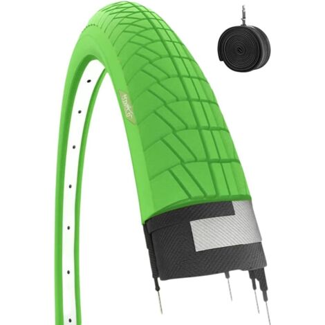 COPERTONE VERDE 20 X 1.75 (47-406) + CAMERA PNEUMATICO BICICLETTA GRAZIELLA CITY BIKE STRADALE BIMBO