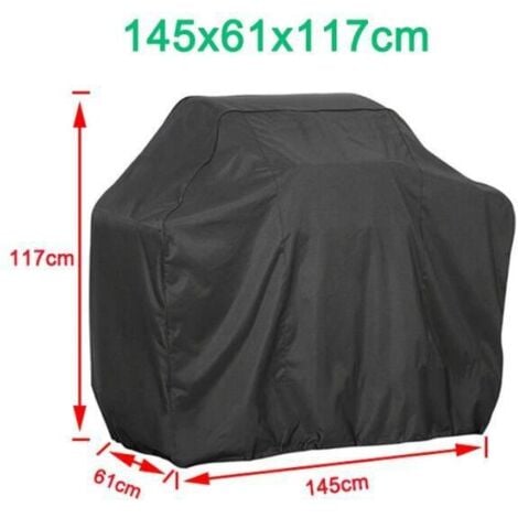 Copertura Barbecue 145x61x117cm Copri Barbecue Da Esterno 210D Oxford nero impermeabile, copertura del braciere resistente ai raggi UV, resistente agli strappi