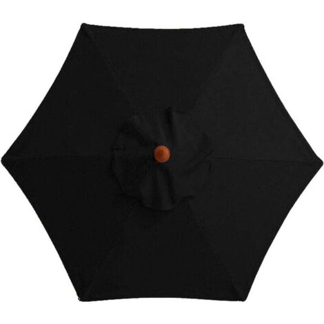 Copertura di ricambio per ombrellone - 6 stecche - 2 m - Impermeabile - Anti-ultravioletti - Tessuto di ricambio (2 m / 6,6 piedi, nero)