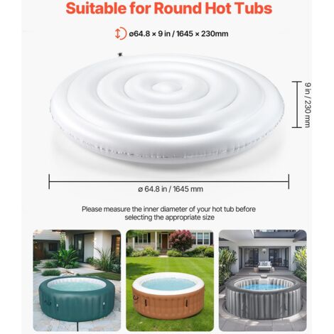 Copertura gonfiabile rotonda per spa da 165 cm, copertura protettiva per spa resistente alle intemperie e impermeabile, copertura termica in PVC, facile installazione, per uso esterno in giardino, bia
