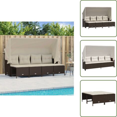 Copertura impermeabile - vidaXL Set Divano da Giardino 5 pz con Cuscini Marrone in Polyrattan - Seduta esterna