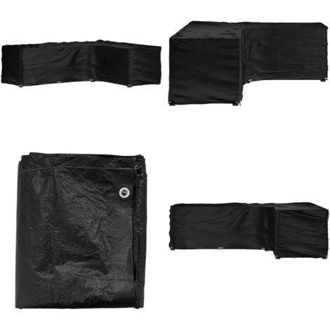 Copertura Mobili da Giardino a L 18 Occhielli 285x220x80 cm - Protezione per mobili da esterno - Telo per patio