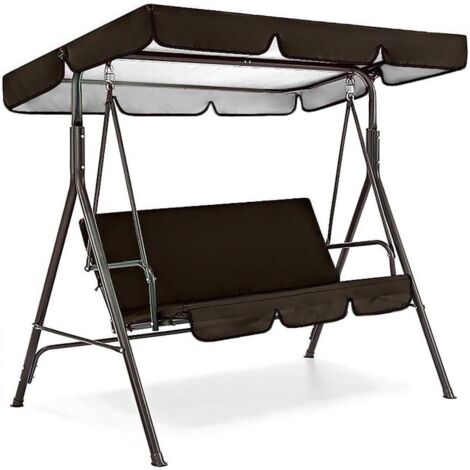 Copertura per altalena, copertura impermeabile per altalena da esterno 210D, tetto sostituibile (copertura superiore girevole), adatta per giardino - Nero19512515 cm