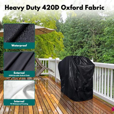 Copertura per barbecue a gas - Impermeabile - Antistrappo - Impermeabile e antipolvere - con cinghie autoadesive e borsa portaoggetti (150 x 100 x 125 cm)