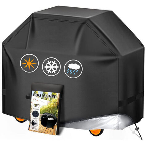 Copertura per barbecue da esterno in tessuto Oxford 420D, resistente ai raggi UV e agli strappi, universale per barbecue a gas, dimensioni 145 x 61 x 117 cm - resistente e impermeabile, nero