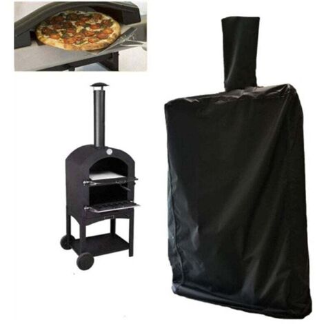 Copertura per forno per pizza da esterno, copertura protettiva per forno da giardino con coulisse, impermeabile, antipolvere, Oxford nero 55 × 65 × 175 cm