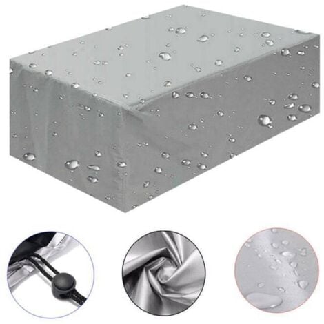 L&H-CFCAHL Copertura per mobili da giardino 180x100x75cm 420D Oxford argento Copertura per tavolo da giardino rettangolare Telo di protezione Tavolo da giardino Mobili da esterno Impermeabile Antivento Anti-UV