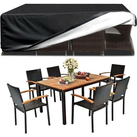 L&H-CFCAHL Copertura per Mobili da Giardino Fodere per mobili da giardino Copertura Tavolo Giardino Esterno Rettangolare 180×120 H:74 cm 420D Oxford Nero Impermeabile Antivento Anti-UV