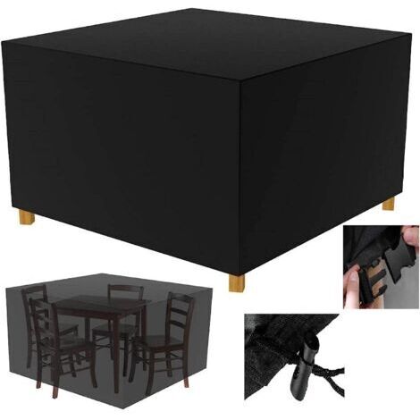 Copertura per mobili da giardino, grande copertura protettiva per set di mobili da giardino quadrato, 120 x 120 x 74 cm, nero