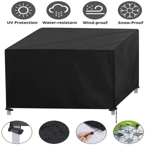 Copertura per mobili da giardino in tessuto Oxford 420D ad alta resistenza, protezione impermeabile e anti-UV per tavoli e sedie da giardino, colore nero, 250x250x90 cm