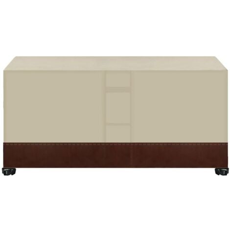 TONCHEAN Copertura per mobili da giardino rettangolare, copertura per mobili da giardino quadrata Oxford con prese d'aria, impermeabile e antipolvere, per tavoli, sedie e mobili, beige e marrone, 200 x 160 x 7