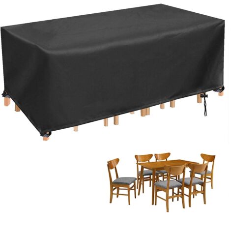 Copertura per mobili da giardino, rettangolare, impermeabile, per esterni, protezione UV, nero, 250 x 110 x 90 cm