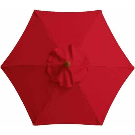 Copertura per ombrellone da 3 m, di ricambio, a 6 stecche, resistente allo sbiadimento, per patio, terrazza, mercato, tavolo, ombrellone, prato, piscina, rosso, formato A4