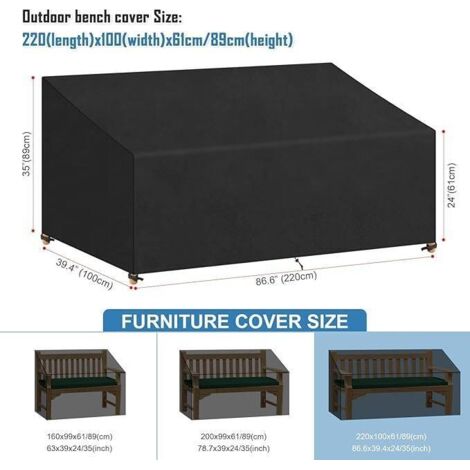 Copertura Panca Giardino INMUA - Tessuto Oxford 420D Impermeabile, 163x66x89cm, Anti-UV - Foto 3