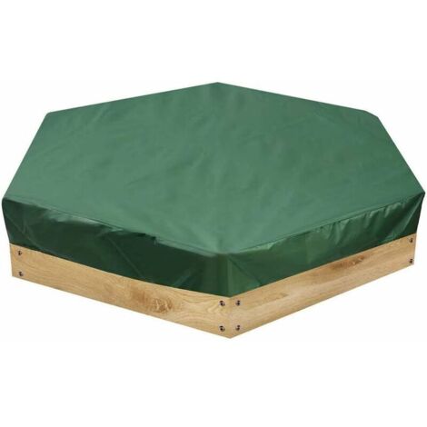 Copertura per sabbiera 180 x 150 cm – Impermeabile e antipolvere – Per sabbiere esagonali – Verde – Con coulisse