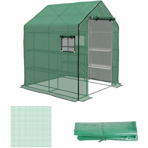 Copertura per Serra da Giardino con Porta a Cerniera e Finestre 140x143x190 cm in PE Verde