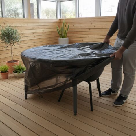 Copertura per tavolo rotondo + sedie TITANIUM® Nero - 120 x 120 x 85 cm
