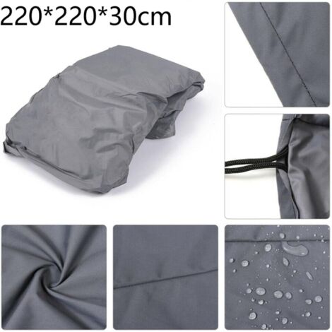 Copertura per vasca idromassaggio quadrata - 220 x 220 x 30 cm - Resistente alle intemperie - Protezione per esterni - Rivestimento argentato - Cordino di trazione