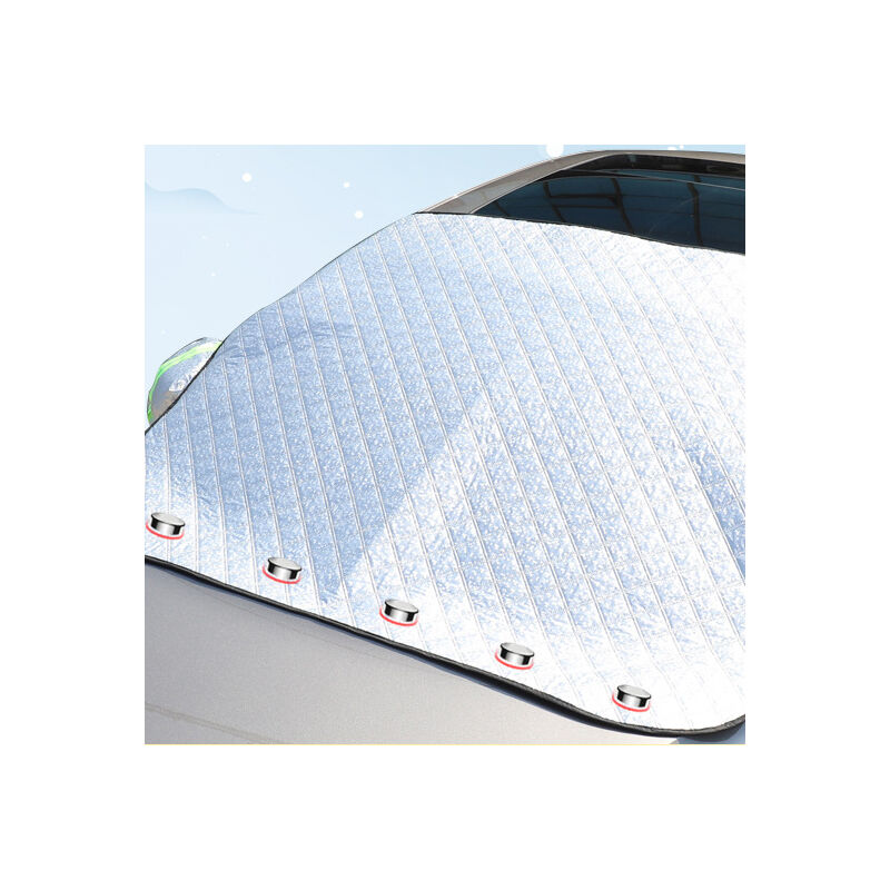 Image of Telone di protezione magnetica per parabrezza, copertura pieghevole con 2 coperture per specchietti retrovisori, protezione invernale pieghevole per