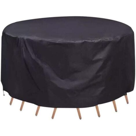 Copertura rotonda per mobili da giardino 185 x 110 cm - Impermeabile e resistente ai raggi UV - Per uso esterno e terrazze - Nero