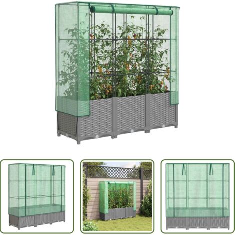 Copertura serra -  Letto Rialzato con Copertura Serra Effetto Rattan 120x40x138 cm