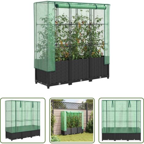 Copertura serra -  Letto Rialzato con Copertura Serra Effetto Rattan 120x40x138 cm
