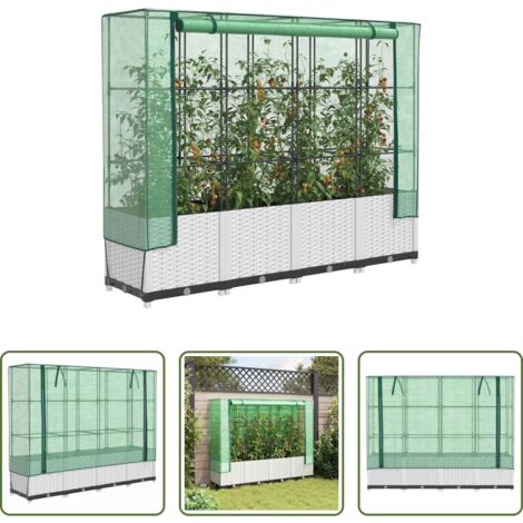 Copertura serra -  Letto Rialzato con Copertura Serra Effetto Rattan 160x40x138 cm