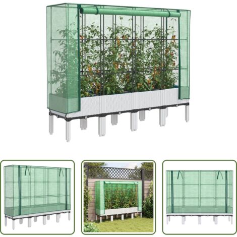 Copertura serra -  Letto Rialzato con Copertura Serra Effetto Rattan 160x40x140 cm