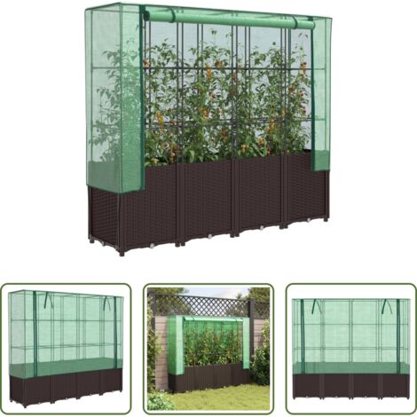 Copertura serra -  Letto Rialzato con Copertura Serra Effetto Rattan 160x40x153 cm
