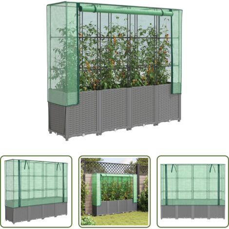 Copertura serra -  Letto Rialzato con Copertura Serra Effetto Rattan 160x40x153 cm
