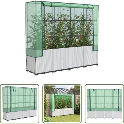 Copertura serra -  Letto Rialzato con Copertura Serra Effetto Rattan 160x40x153 cm