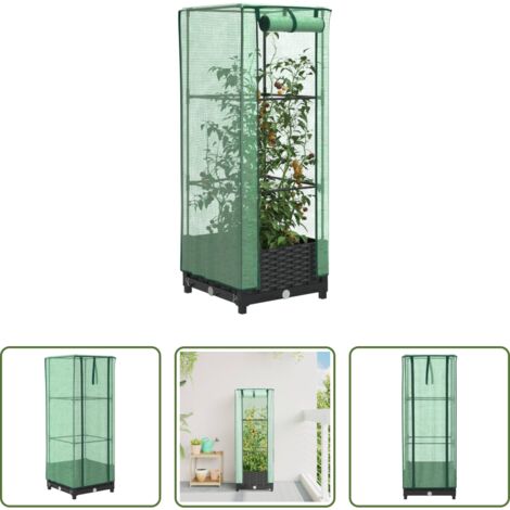 Copertura serra -  Letto Rialzato con Copertura Serra Effetto Rattan 40x40x123 cm