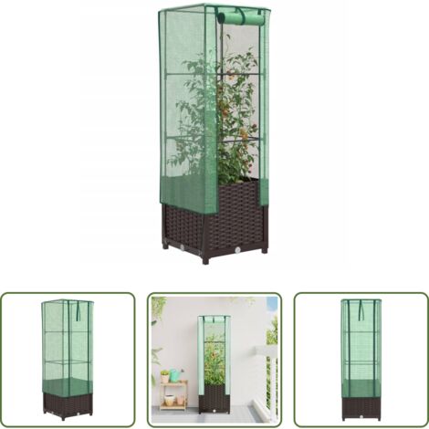 Copertura serra -  Letto Rialzato con Copertura Serra Effetto Rattan 40x40x139 cm