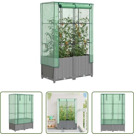 Copertura serra -  Letto Rialzato con Copertura Serra Effetto Rattan 80x40x138 cm
