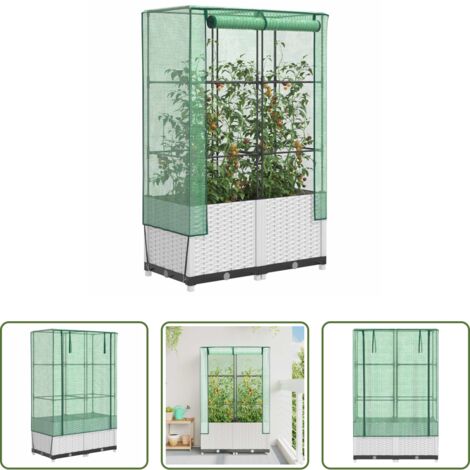 Copertura serra -  Letto Rialzato con Copertura Serra Effetto Rattan 80x40x138 cm
