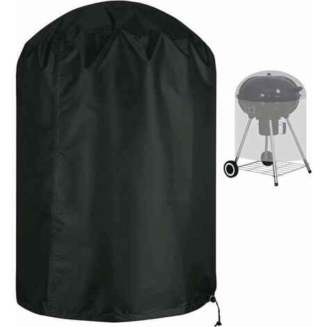 Copertura sferica per barbecue, impermeabile, antistrappo, tessuto Oxford 210D, resistente ai raggi UV, con cinturino laterale antivento, nero, Φ58 x 77 cm