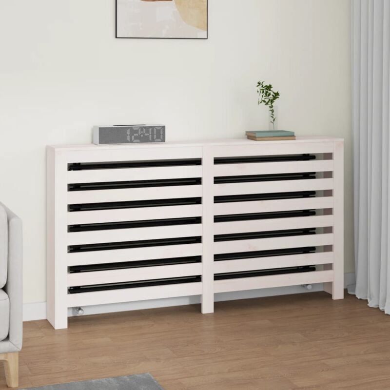 Copertura Termosifone Bianca 153x19x84 cm Legno Massello Pino - Vidaxl