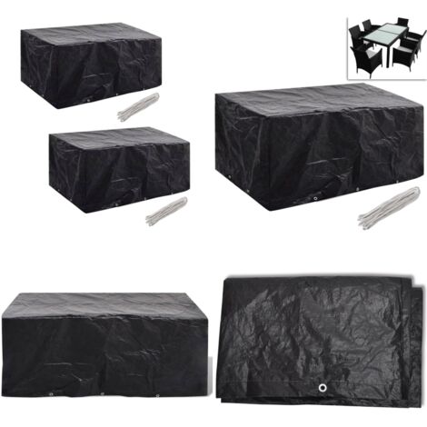 Coperture Arredi Giardino 2pz Polyrattan 6 Persone 240x140cm - Protezione per rattan - Copertura per arredamento esterno