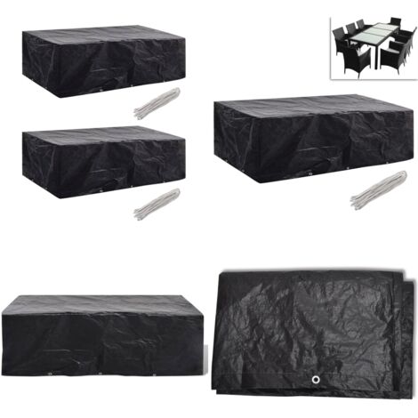 Coperture Arredi Giardino 2pz Polyrattan 8 Persone 300x140 cm - Protezione per rattan - Copertura per mobili da giardino