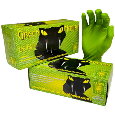 copia de Caja de 100 guantes de nitrilo grueso biodegradables Mamba Verde talla L, alta resistencia