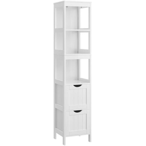 copia di Petite colonne de rangement 2 tiroirs et 2 étagères blanc - H141,5 cm