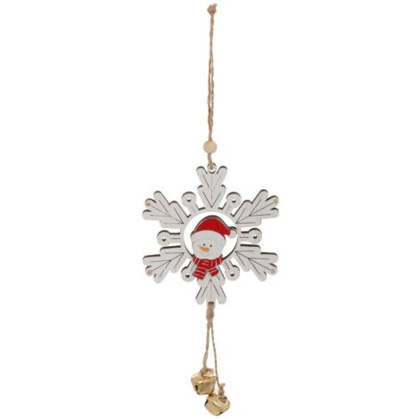 Copo de nieve de madera sujeto H.9cm blanco - Feeric lights & christmas
