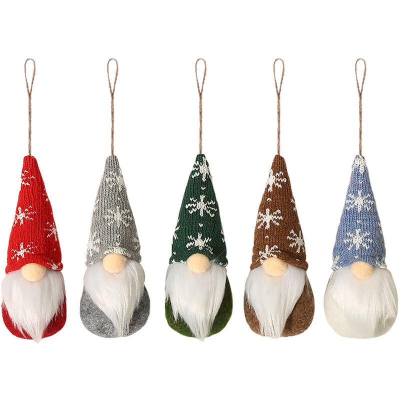 

Happyshopping - Copo de nieve Sombrero de punto a rayas Muneca Muneca sin rostro arbol de Navidad Adornos decorativos Suministros de Navidad,Un modelo